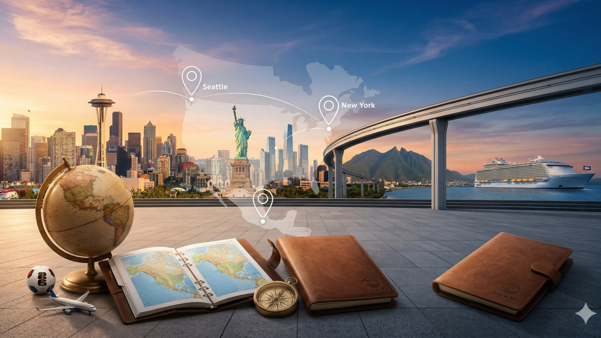 Imagem ilustrativa das cidades-sede da Copa do Mundo 2026 no Canadá para viajantes brasileiros